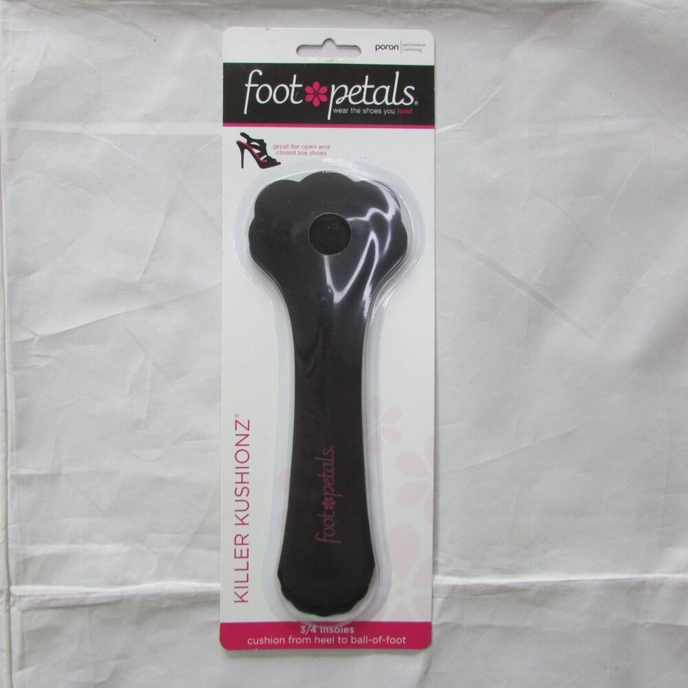 Foot Petals Killer Kushionz 3/4 Insoles Cushion From Heel To Ball of Foot Black
